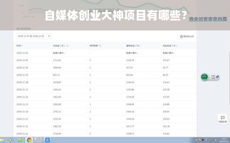 自媒体创业大神项目有哪些？