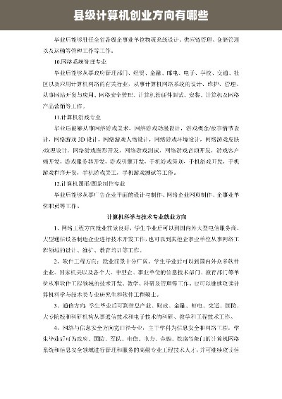 县级计算机创业方向有哪些