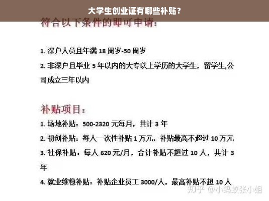 大学生创业证有哪些补贴？