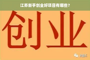 江苏新手创业好项目有哪些？