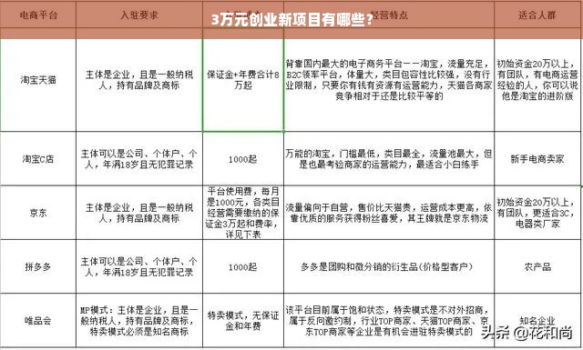 3万元创业新项目有哪些？