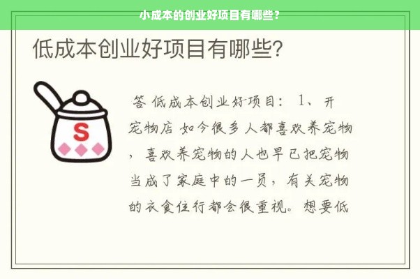 小成本的创业好项目有哪些？