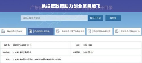 免投资政策助力创业项目腾飞