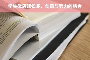 学生微店赚钱多，创意与努力的结合