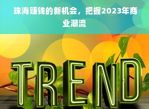  珠海赚钱的新机会，把握2023年商业潮流