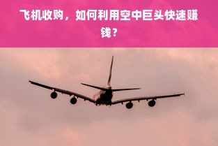 飞机收购，如何利用空中巨头快速赚钱？