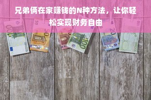 兄弟俩在家赚钱的N种方法，让你轻松实现财务自由