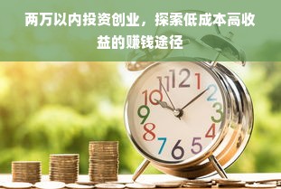 两万以内投资创业，探索低成本高收益的赚钱途径